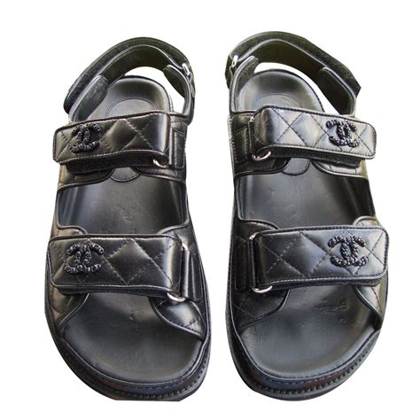 black leather chanel sandals|buy Chanel sandals online.